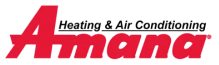 Amana Heating & Air Conditioning logo with large red “A” and company’s name in black and red text.